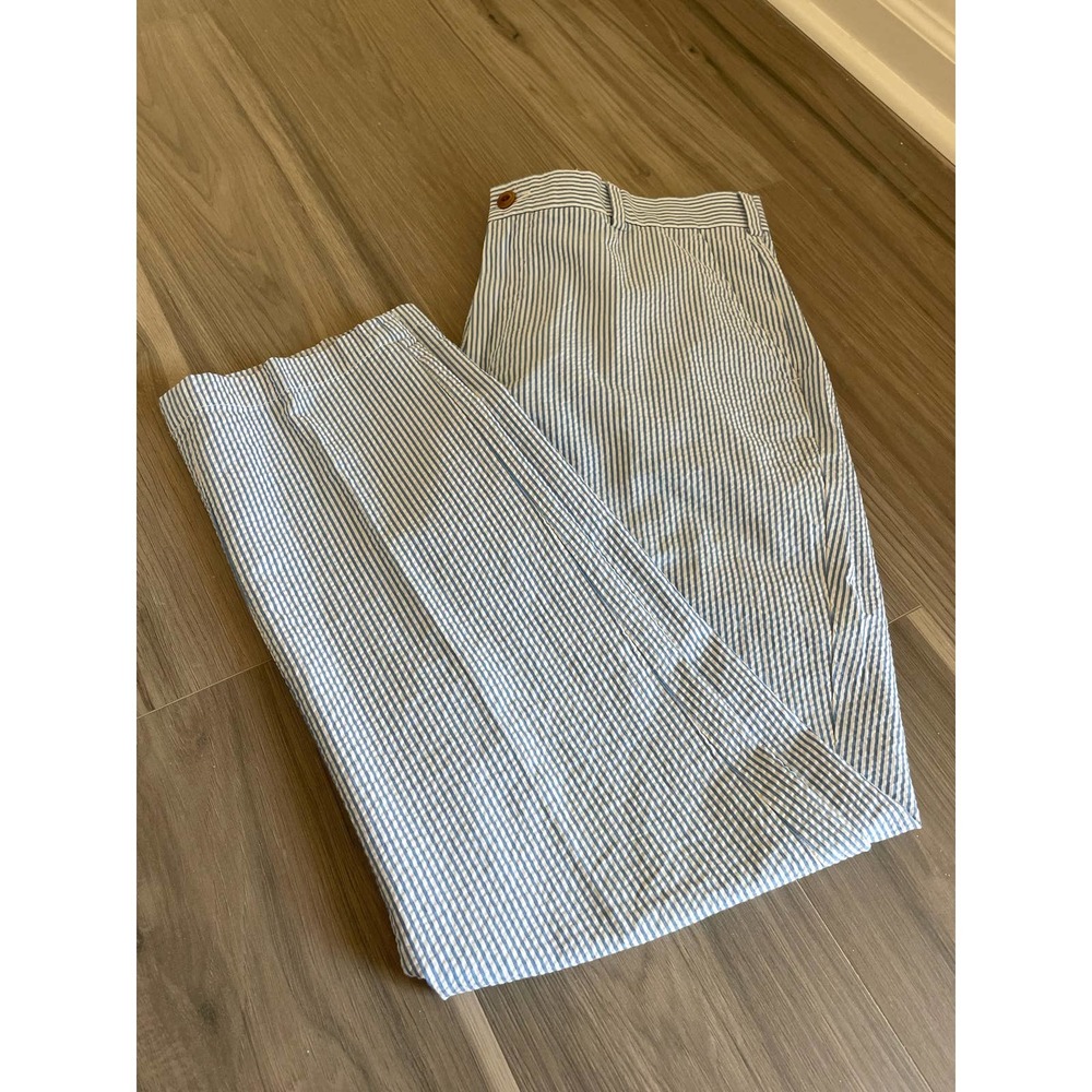 Brooks Brothers Seersucker Pants Mens 38x32 Blue White Striped Clark Fit Chino
